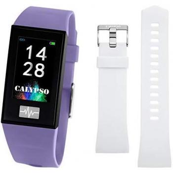 Calypso Reloj Modelo K8500/2 de la colección SMARTWATCH, Caja de 23,80/41,60 mm Digital con Correa de Caucho Lila Claro para Caballero