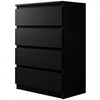 Cómoda Comfivo 160 Negra con 4 Cajones, Dimensiones 100x70x40cm