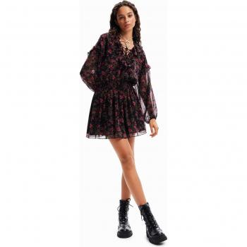 Vestido Desigual de gasa con estampado de flores