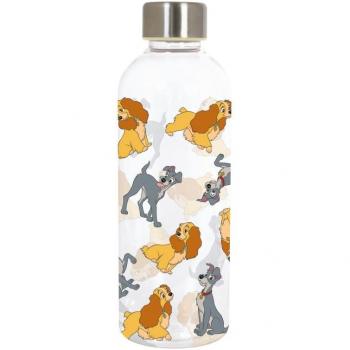 Botella de plástico La Dama y el Vagabundo 850 ml, capacidad de 850 ml, diseño inspirado en la película clásica de Disney La Dama y el Vagabundo, fabricada en plástico durable, apta para uso