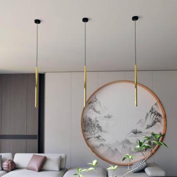 Lámpara colgante Selter EMIBIG LIGHTING, dorada, 1 luz, metal, dimensiones h: 130 x l: 8 cm