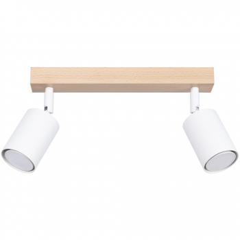 Foco de techo moderno Sollux Verdo 2x GU10 en madera y blanco