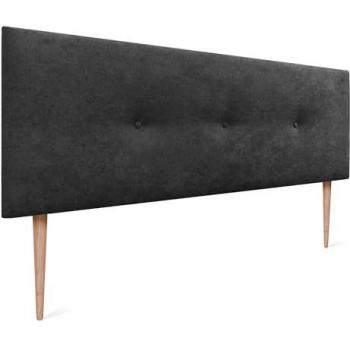 Cabecero de Cama Acolchado Liso en Tela Acualine con Botones y Patas - 160x105cm (Camas 150/160) - Negro, Diseño Moderno y Elegante