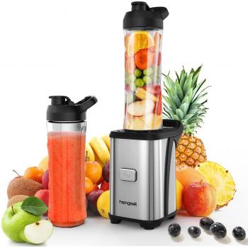 Homgeek Mini Batidora 350W Smoothie Maker Batidora Desmontable Con 2 Vasos BPA-Free Deporte y Viajes 220V-240V