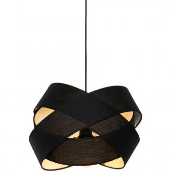 Lámpara colgante moderna negra de tela con diseño contemporáneo y acabado mate
