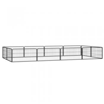 vidaXL 12-Panel Dog Playpen Black 100x50 cm Powder-coated Steel