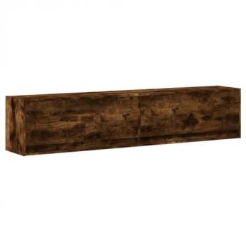 Mueble de TV de pared con LED roble ahumado 180x31x38 cm Marrón