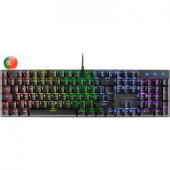 Mars Gaming MK422 Teclado Mecánico RGB Negro Switch Azul Anti-Polvo Iluminación Rainbow Teclas Ultra-Resistentes Funciones Multimedia Modo Juego Idioma Portugués