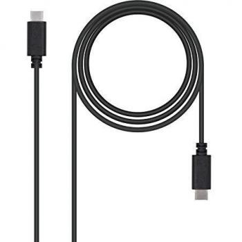 NanoCable 10.01.2301 - Cable 3A USB-C a USB-C, uso principal para moviles, tablets, portatiles, etc. USB 2.0, hasta 3 Amperios de carga, tipo C/M-C/M, macho-macho, negro, 1 mts