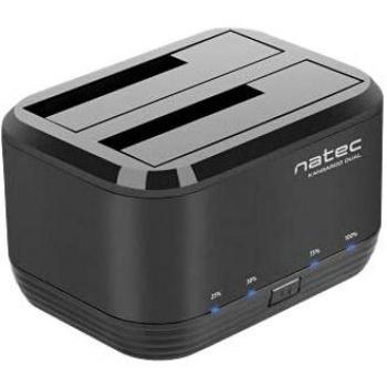 Natec Kangaroo Dual USB 3.2 Gen 1 Docking Station for 2.5/3.5 HDD/SSD with Clone Function, Black