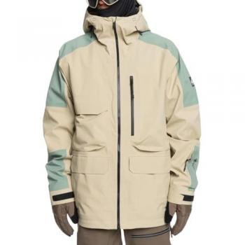 Chaqueta con capucha Quiksilver Pro S Carlson 3L GORE-TEX beige claro y verde - L