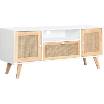 Mueble de TV DKD Home Decor 120 x 30 x 50 cm Blanco Ratán Madera de Paulonia