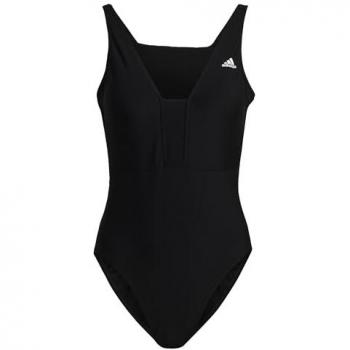 Bañador de natación mujer adidas Iconisea 3 bandas ajustado negro