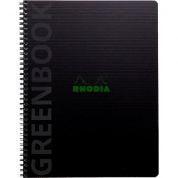 GreenBook A4+ - Rhodiactive - Líneas horizontales (8mm) y casilla en la parte superior para títulos - Negro