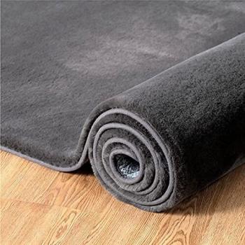 Bedsure Alfombra Dormitorio Pequeña Gris Oscuro - Alfombra Habitación Matrimonio de Pelo Corto Suave Peluda, Alfombra Cuarto Lavable para Pie de Cama, 60x90 cm