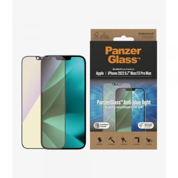 Protector de Pantalla PanzerGlass Ultra-Wide Fit Anti-Blue Light para iPhone 13 Pro Max / iPhone 14 Plus con EasyAligner