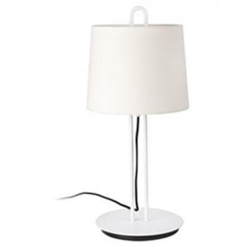 Lámpara de mesa Montreal, tela y acero, 54 cm, color blanco