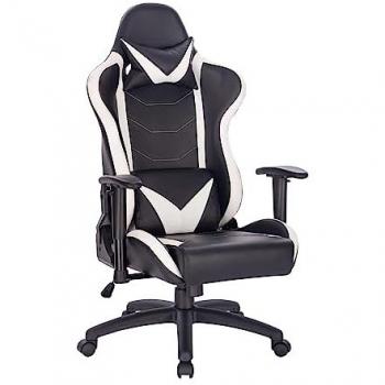 Silla de Oficina y Gaming Ergonómica en Piel Negra y Blanca Multiposición Interlagos