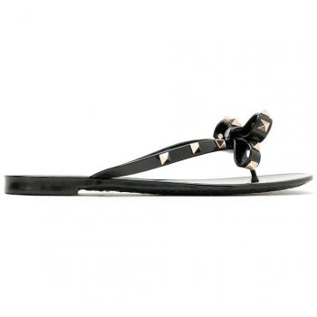 Valentino Garavani Women's Summer Rockstud Thong Sandals in Black | Size 36 | 5W2S0552PVS0NO
