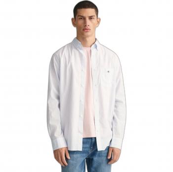 GANT Men's Regular Fit Long Sleeve Poplin Stripe Shirt - Light Blue - XXL