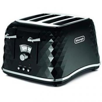 De'Longhi CTJ4003.BK Brillante Faceted 4-Slice Toaster - Black