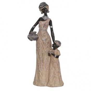 Figura Decorativa Romimex Multicolor Resina Africana Niña 15 x 35 x 10 cm