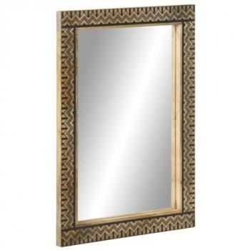 Espejo de baño madera maciza de mango y vidrio 50x70 cm