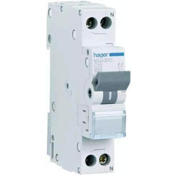 Hager serie ml - Automático magnetotérmico -ml curva-c 6ka 1 polo+neutro 10a