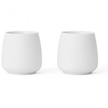 Viva Scandinavia Nicola Porcelain Double-Walled Small Tea Cup Set of 2, 60ml, White