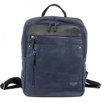 STEPPING STRONG STAMP - Mochila de hombre en lona encerada de color azul