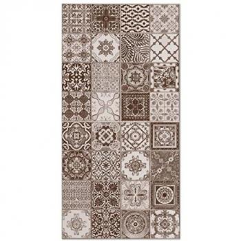 Alfombra Vinílica Hidráulica Níjar Marrón 300x200 cm - Antideslizante e Ignífuga - Ideal para Cocina y Salón