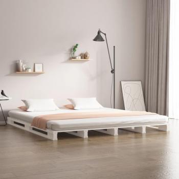 Cama de madera maciza de pino blanca 140x200 cm