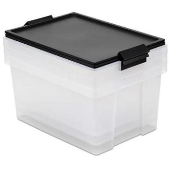 Tatay Lote 3 Cajas de Almacenaje Multiusos 35L Negro, con Tapa, Asas, 100% Materiales Reciclados, Libre de BPA, Medidas 37 x 51 x 26