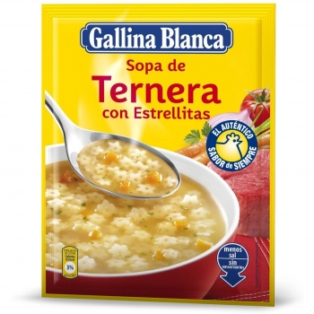 Gallina Blanca - Sopa de Ternera con Forma de Estrellitas - Paquete de 6 Unidades