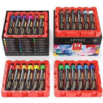 Arteza Acrylic Paint Set, 24 Colours/Tubes,
