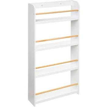 Estantería Biblioteca Clásica de Madera Blanca 4 Pisos 118 x 55 cm