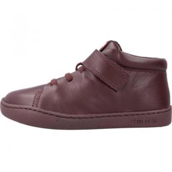 Botas Niño Marca Camper Modelo Peu Touring Color Burdeos Burgundy - Zapatillas de piel abotinadas con cordones