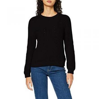 Object NOS Objmaya L/s Knit Pullover Noos Suéter, Negro, S para Mujer