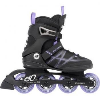 K2 Skate Patines En Línea Alexis 80 Pro para mujer, color negro y lila, talla 42, con ruedas de 80 mm y rodamientos ABEC 5