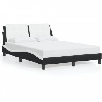 Faux Leather Double Bed Frame without Mattress in Black and White 53.9x74.8