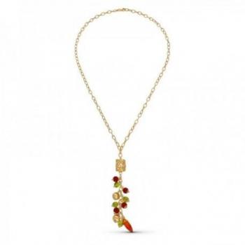 Gargantilla de oro 18k con colgante de piedras de colores combinados y cierre tipo mosquetón