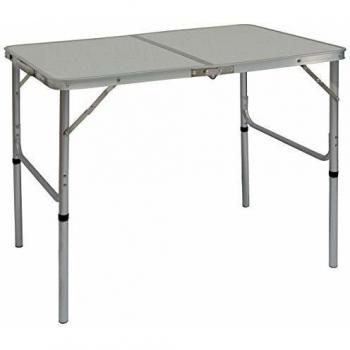 Mesa de Camping Plegable Amanka 90x60x70cm de Aluminio Portátil y Regulable en Altura Color Gris Claro