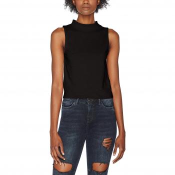 Urban Classic Ladies Turtleneck Short Top, Camiseta sin Mangas para Mujer, Negro