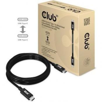 Cable bidireccional USB4 Gen3x2 Tipo-C 8K60Hz, Datos 40Gbps, PD 240W (48V/5A) EPR M/M 2m / 6.5 Club3