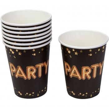 Neviti- Glitz and Glamour Party Vasos de papel, Color black/gold