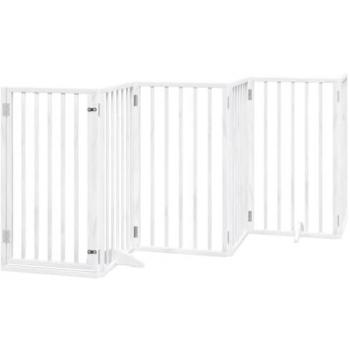 vidaXL Dog Gate with Door Foldable 6 Panels White 300 cm Poplar Wood