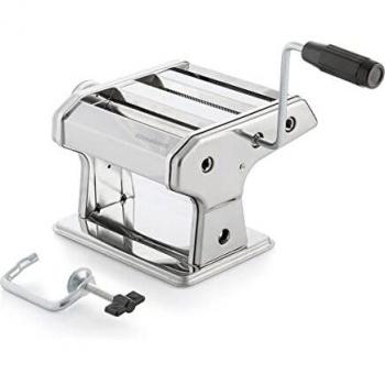 Máquina Manual para Hacer Pasta Fresca Frashta InnovaGoods Acero Inoxidable con Manivela, Accesorios y Recetas 13,5x19,5x21 cm Cortador de Fideos y L