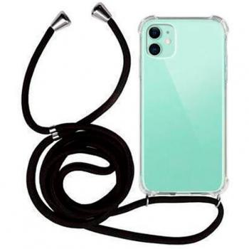 Funda Colgante Transparente con Cuerda para Samsung Galaxy A52 - Color Negro
