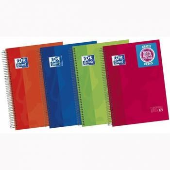 Cuaderno Oxford Europeanbook 5 A4+ Tapa Extradura Horizontal 120 Hojas (60 + 60 Gratis) 90g/m² Rayado Simple Colores Surtidos