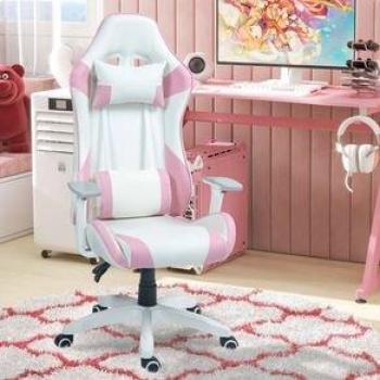 Silla Gaming Reclinable HOMCOM Giratoria con Cojín Lumbar, Reposabrazos Ajustable, Reposacabezas Extraíble, Basculante y Altura Ajustable para Oficina Estudio 67x60x
